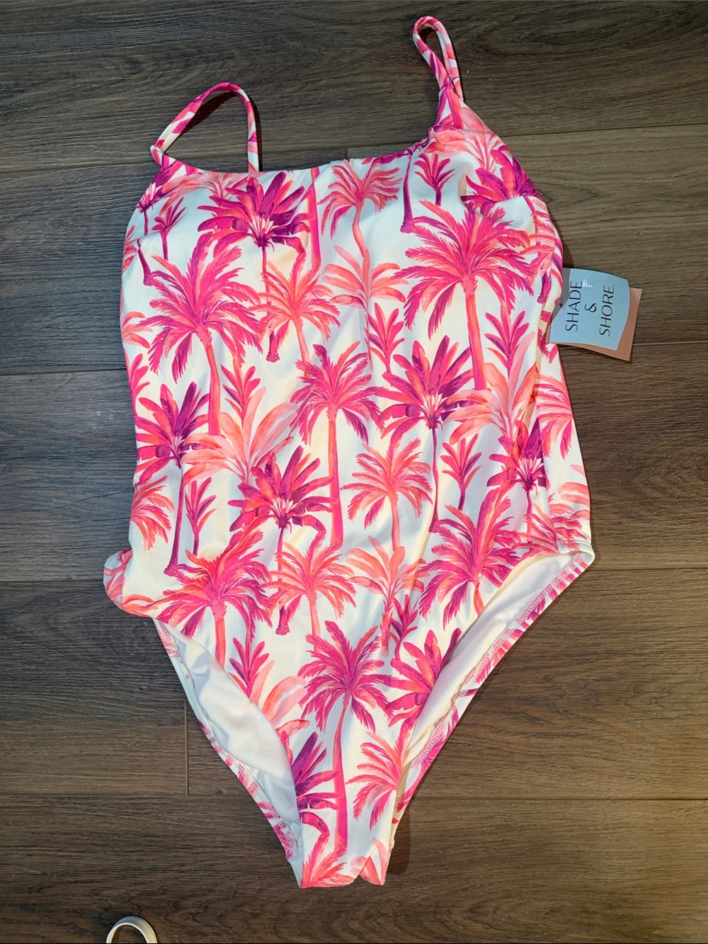Shade & Shore Neon Pink Palm-Print One-Piece Swimsuit